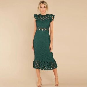 •green laced formal dress•